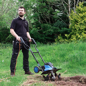Hyundai 1500W 45cm Electric Garden Tiller, Cultivator, Rotovator and Rototiller 4 x 6 Blades | HYT1500E