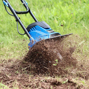 Hyundai 1050W 36cm Electric Garden Tiller, Cultivator, Rotovator and Rototiller 4 x 4 Blades | HYT1050E