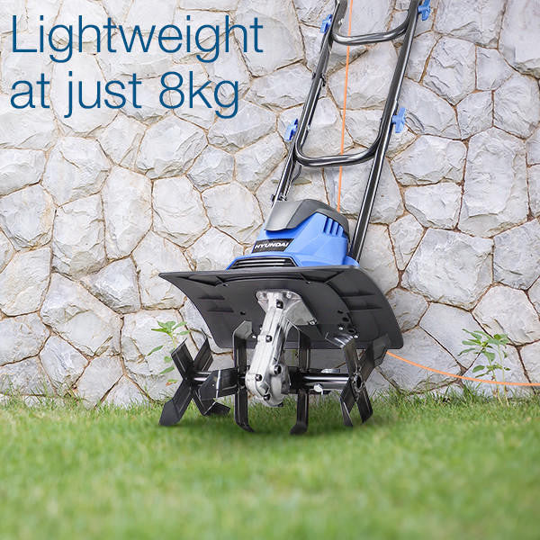 Hyundai 1050W 36cm Electric Garden Tiller, Cultivator, Rotovator and Rototiller 4 x 4 Blades | HYT1050E
