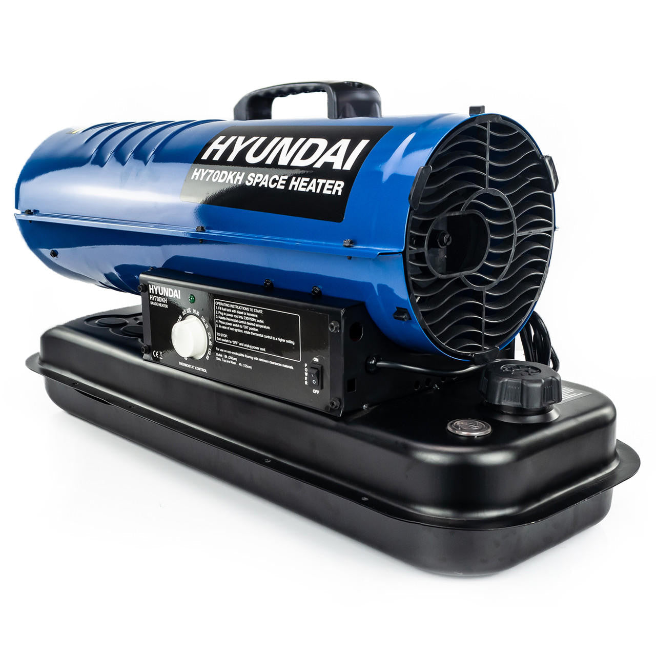 Hyundai 70,000BTU / 20kW Diesel or Kerosene Space Heater, 496m3 Coverage, Thermostat | HY70DKH