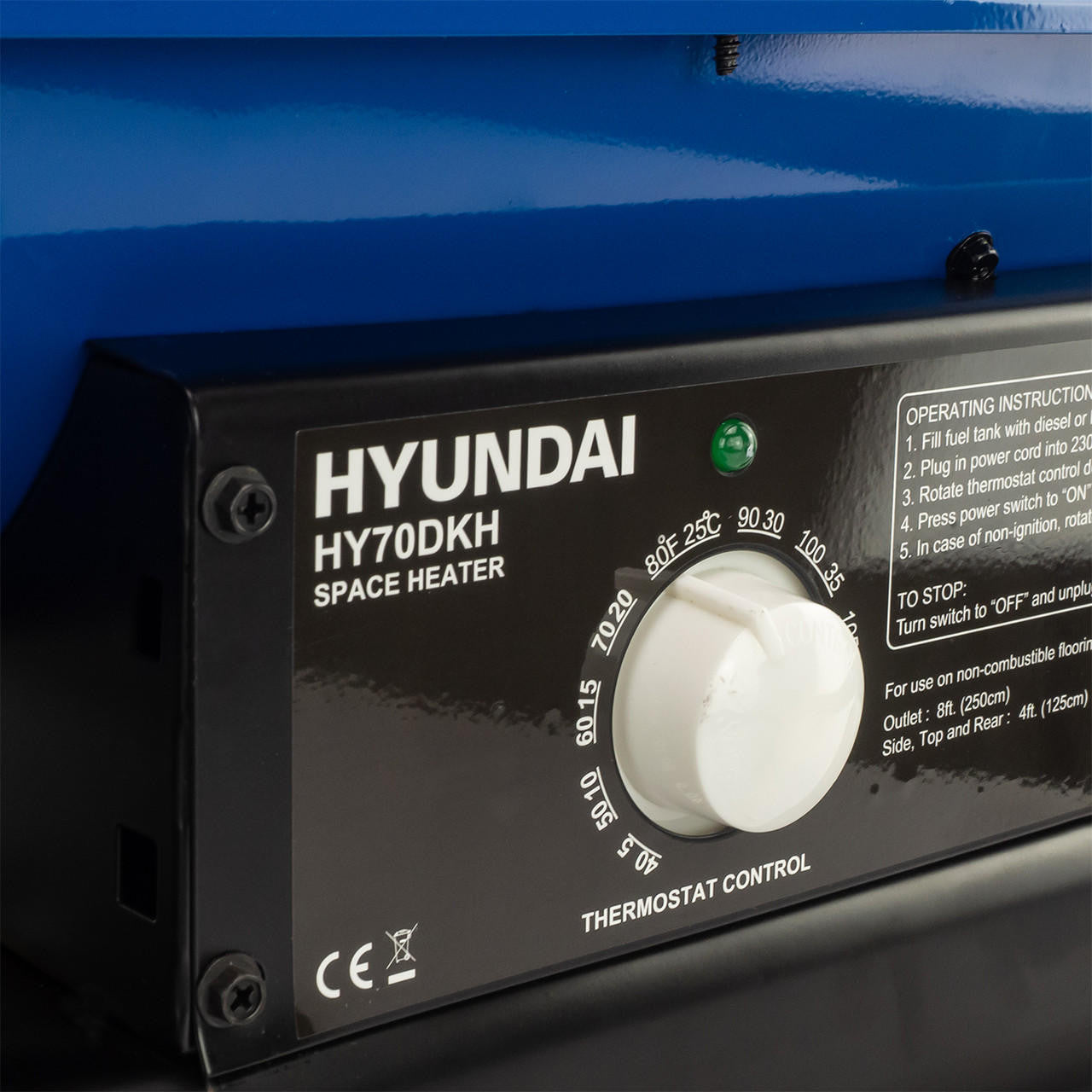 Hyundai 70,000BTU / 20kW Diesel or Kerosene Space Heater, 496m3 Coverage, Thermostat | HY70DKH