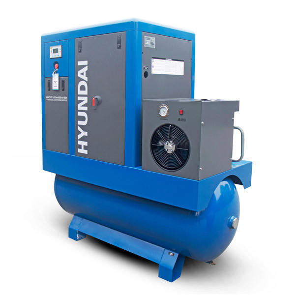 Hyundai 15hp 500L Permanent Magnet Screw Air Compressor with Dryer and Variable Speed Drive | HYSC150500DVSD