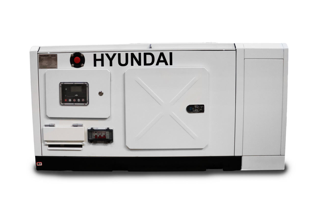 Hyundai 17kW / 20.4kVA* Compact Diesel Generator, Slow-running 1500rpm, 230v Single Phase Genset with Silenced Canopy | DHY18COM-1