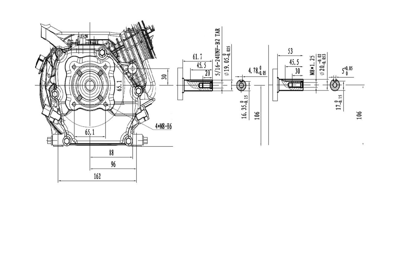 Hyundai 212cc 7hp 20mm Horizontal Straight Shaft Petrol Replacement Engine, 4-Stroke, OHV | IC210X-20