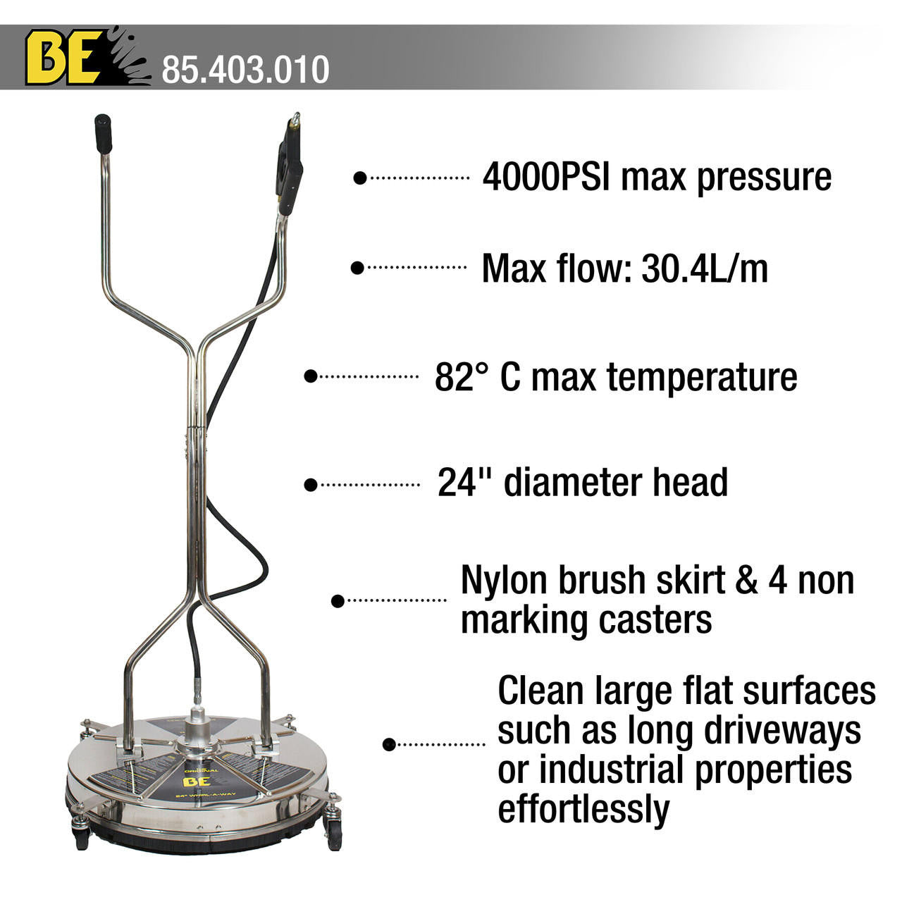 Hyundai 4000psi 420cc 15L/min Petrol Pressure Washer & 24" Flat Surface Cleaner | HYW4000P + 85.403.010