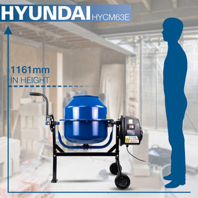 Hyundai 220W 63L Electric Cement Concrete Mixer 230v | HYCM63E