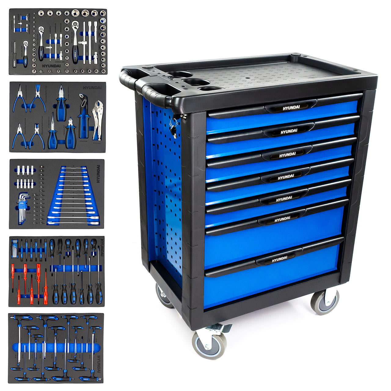 Hyundai Tool Chest 175 Piece 7 Drawer Castor Mounted Roller Cabinet | HYTC9006