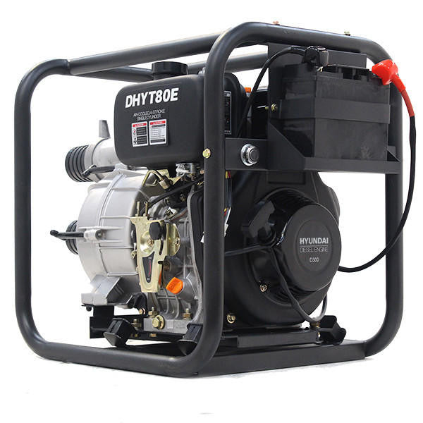 Hyundai Diesel Dirty Water Pump 3in Electric Start + 2 Hoses