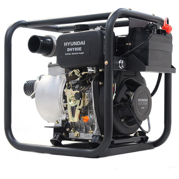Hyundai Diesel Water Pump Electric Start Commercial 60,000 L/HR + 2 Hoses