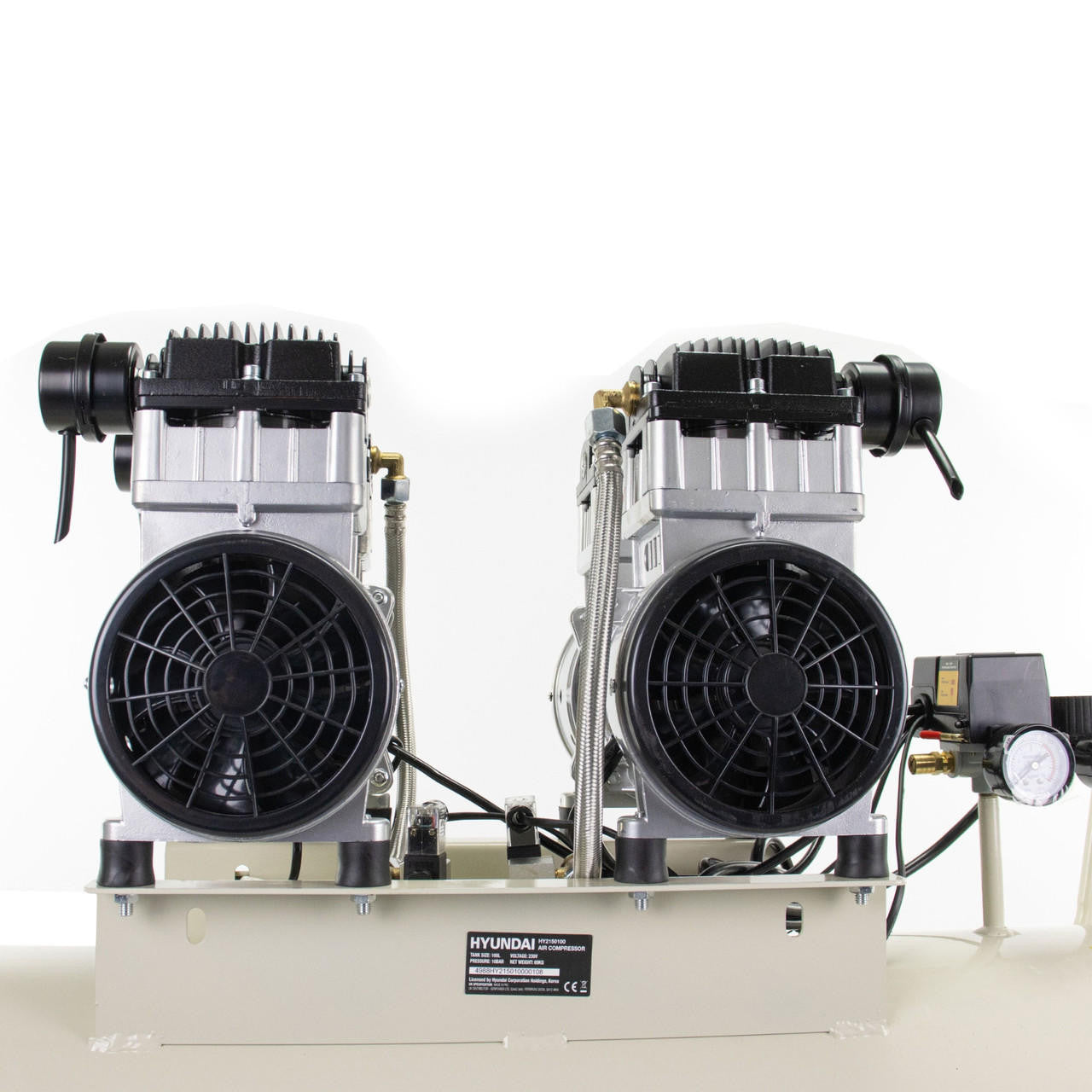 Hyundai 1500W / 4HP 100L Oil Free Low Noise Electric Air Compressor 22CFM 145psi Direct Drive | HY2150100