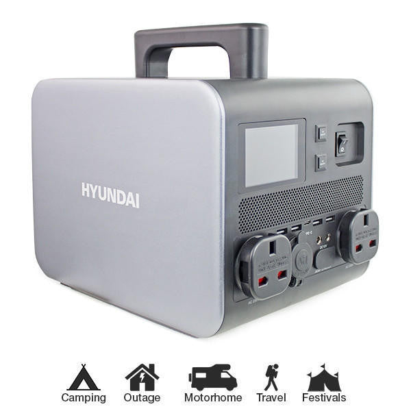 Hyundai HPS-300 Portable Power Station & Protective Carry/Shoulder Bag & 60W Portable & Foldable Solar Charger | HPS-300+CBB5830-1+H60