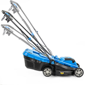 Hyundai 33cm 1300W Electric Lawn Mower, 11m Detachable Power Cable, 3 Heights & 30L Collection Bag | HYM3313E