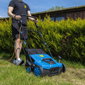 Hyundai 14” / 36cm 2 - in - 1 1600W Electric Lawn Scarifier and Aerator with 45L Collection Bag | HYSC1600E