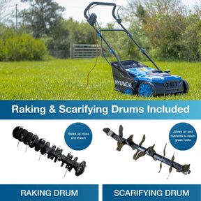 Hyundai 14” / 36cm 2 - in - 1 1600W Electric Lawn Scarifier and Aerator with 45L Collection Bag | HYSC1600E