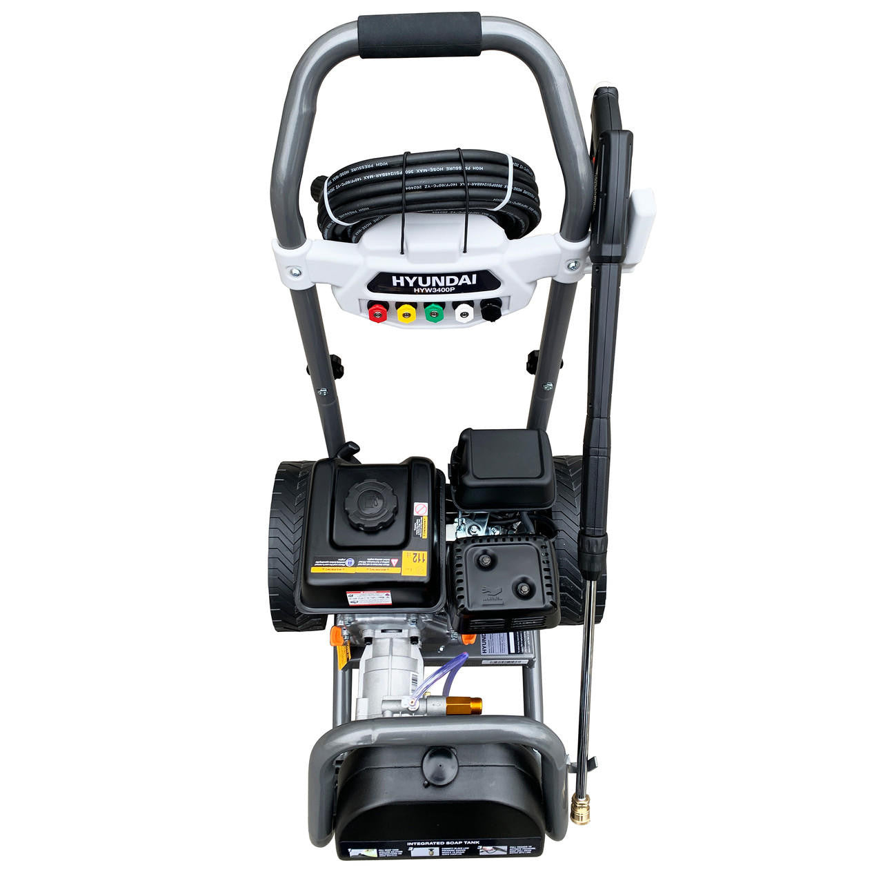 Hyundai 3400psi / 234 bar 209cc Petrol Pressure Washer, 9L/min, 10m Hose & Detergent Tank | HYW3400P