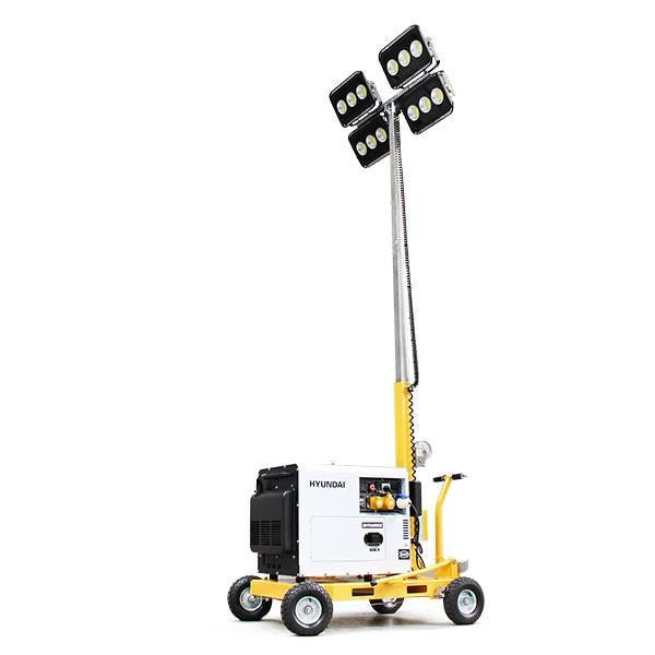 Hyundai 5.2kW Diesel Generator with 800W Evopower LED Mobile Lighting Tower | LT800+DHY6000SE