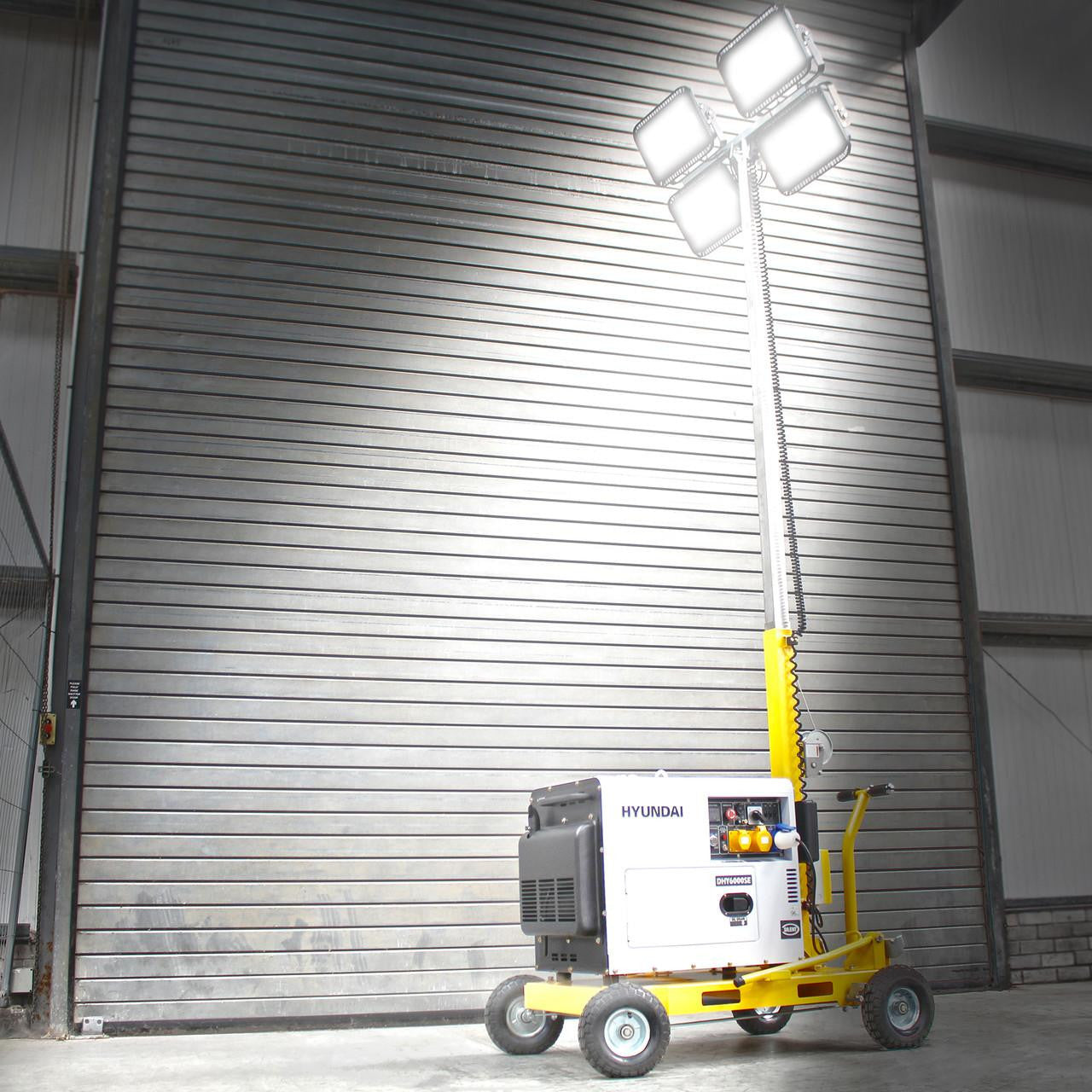 Hyundai 5.2kW Diesel Generator with 800W Evopower LED Mobile Lighting Tower | LT800+DHY6000SE