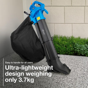 Hyundai 3000w 3-in-1 Leaf Blower, Vacuum, Shredder, 6-Speed, 45L Large Collection Bag, Long 12m Cable | HYBV3000E2