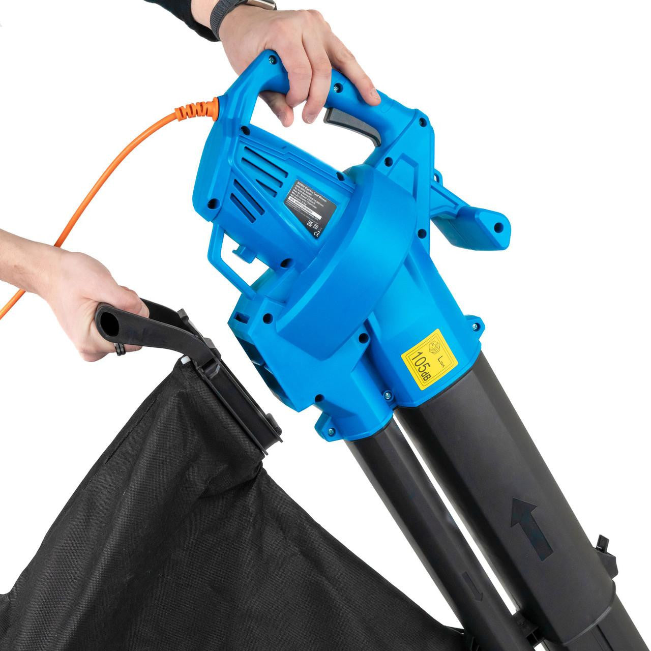 Hyundai 3000w 3-in-1 Leaf Blower, Vacuum, Shredder, 6-Speed, 45L Large Collection Bag, Long 12m Cable | HYBV3000E2