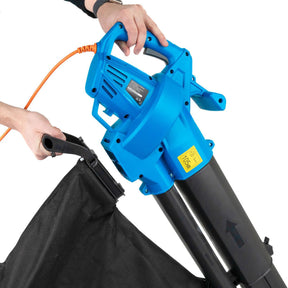 Hyundai 3000w 3-in-1 Leaf Blower, Vacuum, Shredder, 6-Speed, 45L Large Collection Bag, Long 12m Cable | HYBV3000E2