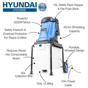 Hyundai Electric Garden Shredder 3000W 230V | HYSH3000E