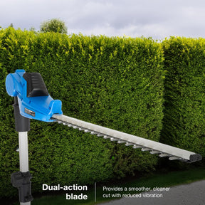 Hyundai 20V 450mm Cordless Long Reach Pole Hedge Trimmer, 2.6m Long Reach, 2.0Ah li-ion Battery & Charger | HY20CPHT