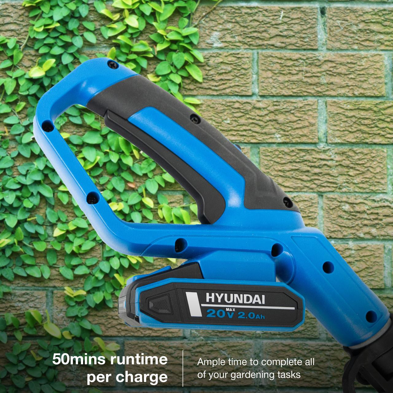 Hyundai 20V 450mm Cordless Long Reach Pole Hedge Trimmer, 2.6m Long Reach, 2.0Ah li-ion Battery & Charger | HY20CPHT