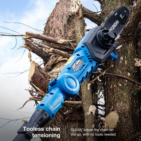 Hyundai 20V Cordless Pole Saw, 2Ah Battery and Charger, Lightweight and Telescopic Chainsaw | HY20CPS