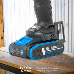 Hyundai 20V Cordless 65Nm Hammer Drill and 230Nm Impact Driver Brushless Kit, 2x 2.0Ah Li-ion Batteries and 2A Charger  | S01-T2B