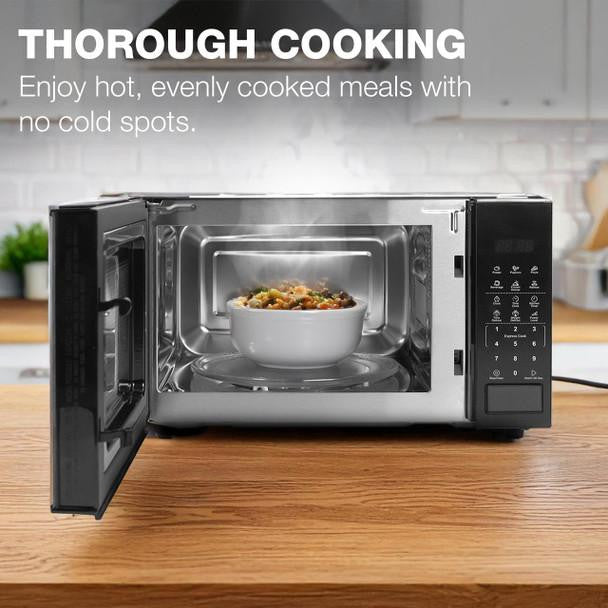 Hyundai 800W 20L Black Microwave, Stainless Steel, 11 Power Levels, Auto Defrost, 6 Auto Cook and Defrost Modes | HYMW80020