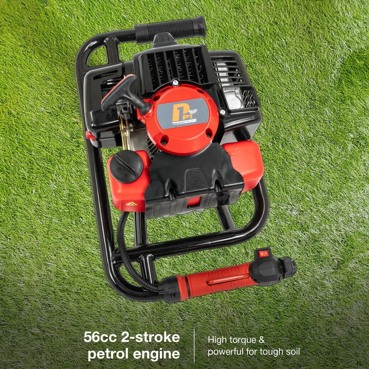 P1 56 cc Petrol Earth Auger, Post Hole Borer & Ground Drill – 100, 150 & 200 mm | P1-EA560