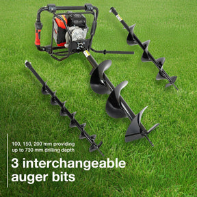 P1 56 cc Petrol Earth Auger with Brake System Post Hole Borer and Ground Drill - 100, 150 & 200mm | P1-EA560BR