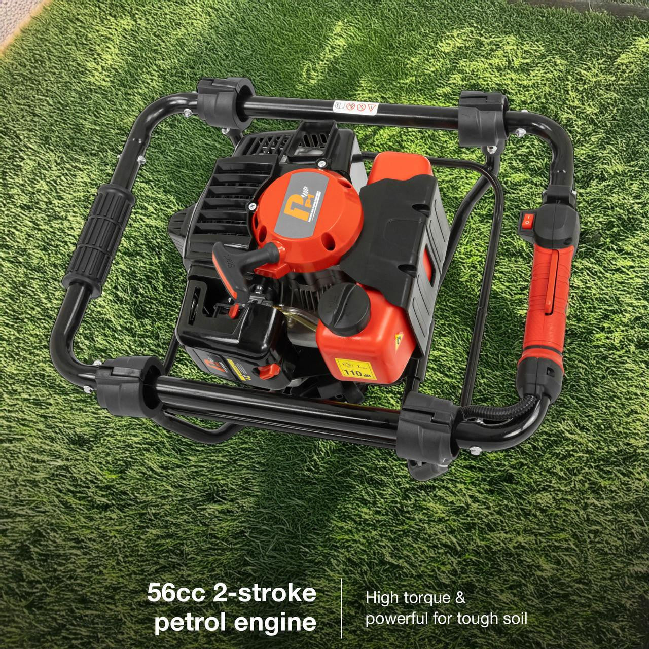 P1 56 cc Petrol Earth Auger with Brake System Post Hole Borer and Ground Drill - 100, 150 & 200mm | P1-EA560BR