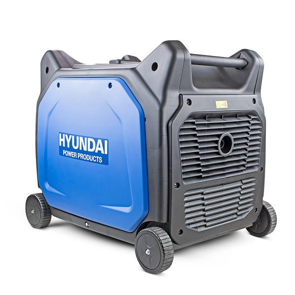 Hyundai 6600W / 6.6kW Petrol Inverter Generator, Remote Keyfob & Electric Start, Wheels & Closed Case Design, DC & USB | HY6500SEi