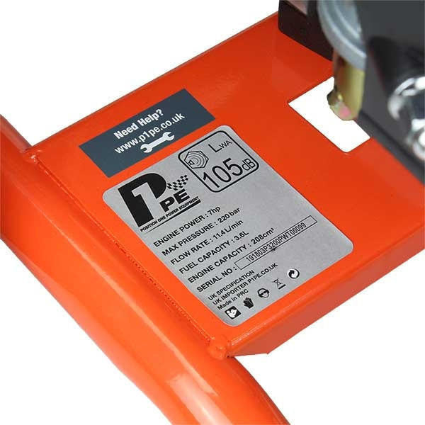 P1 3200psi 214bar Commercial Petrol Pressure Washer,212cc Hyundai Engine, 11L/min & 18" Rotary Flat Surface Cleaner | P3200PWT+85.403.005