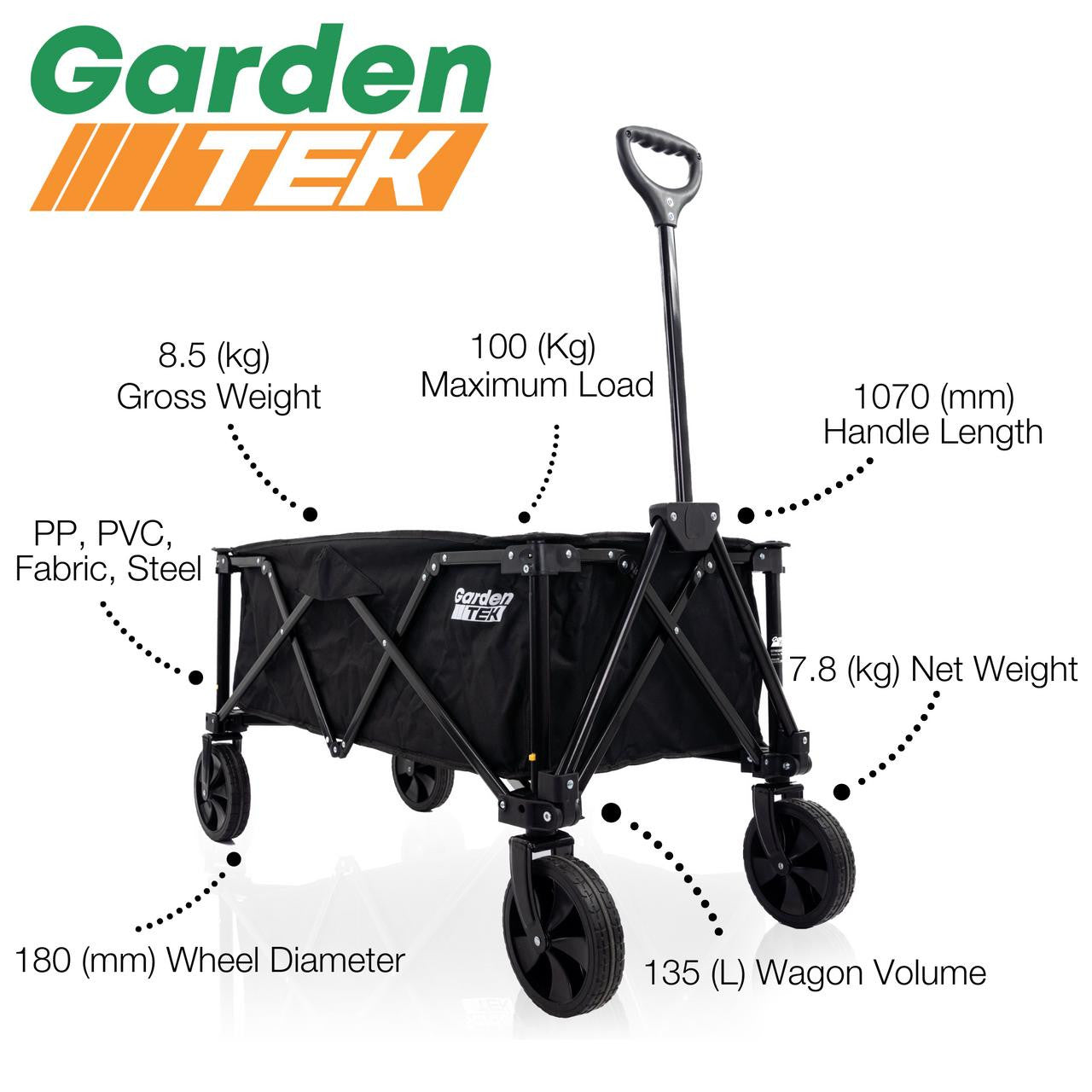 Hyundai 26cc 600mm Petrol Hedge Trimmer Cutter, Easy-Start & Lightweight 2-stroke & Folding Trolley on Wheels, Garden Trolley 100kg | HYHT2600X+GTW220