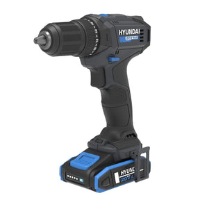 Hyundai 20V 40Nm Cordless Driver Drill, 2Ah Battery and Charger, 2-Speed, LED Light, 13 mm Chuck | DD20S-40TT EU