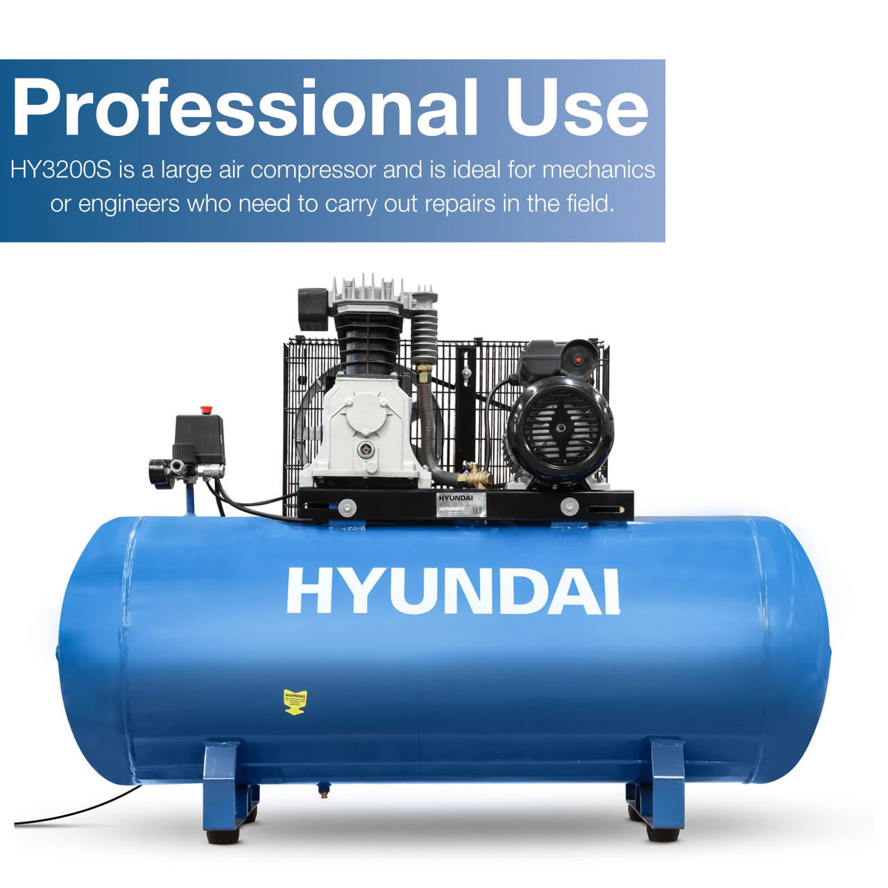 Hyundai 3hp 200L Electric Air Compressor 14CFM 145psi Belt Drive | HY3200SX