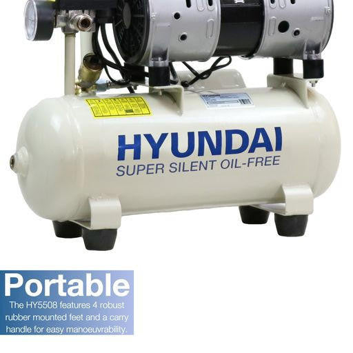 Hyundai 550W / 0.75HP 8L Oil Free Low Noise Portable Air Compressor 4CFM 100psi Direct Drive | HY5508X