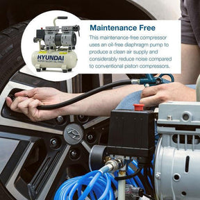 Hyundai 550W / 0.75HP 8L Oil Free Low Noise Portable Air Compressor 4CFM 100psi Direct Drive | HY5508X