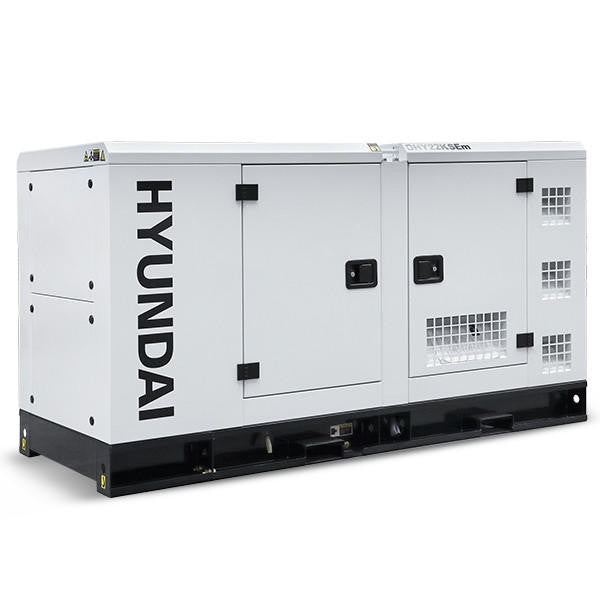 Hyundai 22kW / 27.5kVA* Single Phase, 230v Diesel Generator, 1500rpm Water-cooled Slow Running Genset ,Silenced Canopy | DHY22KSEm