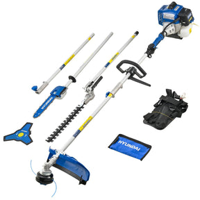 Hyundai 56cc Petrol Garden Multi Tool, 5-in-1 — Grass Trimmer, Brushcutter, Long Reach Hedge Trimmer & Pole Saw | HYMT5600X