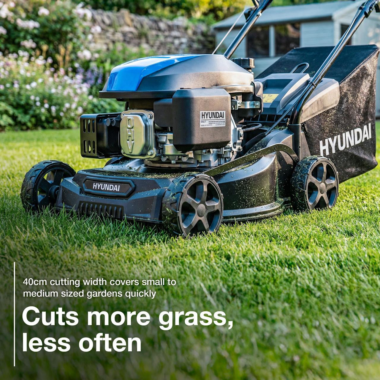 Hyundai 16" / 40cm Petrol Lawnmower, Hand Push, 139cc | HYM16130PX