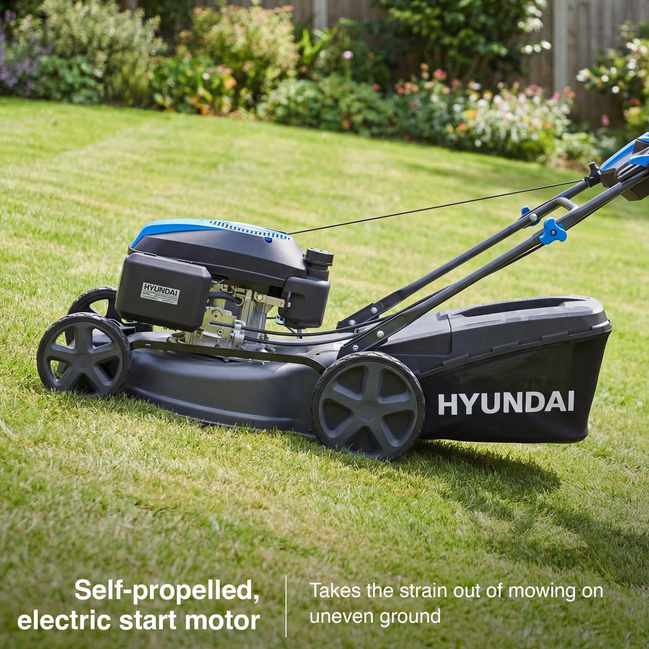Hyundai 17" / 43cm Self-Propelled Petrol Lawnmower, Electric Start, 139cc | HYM17150SPEX