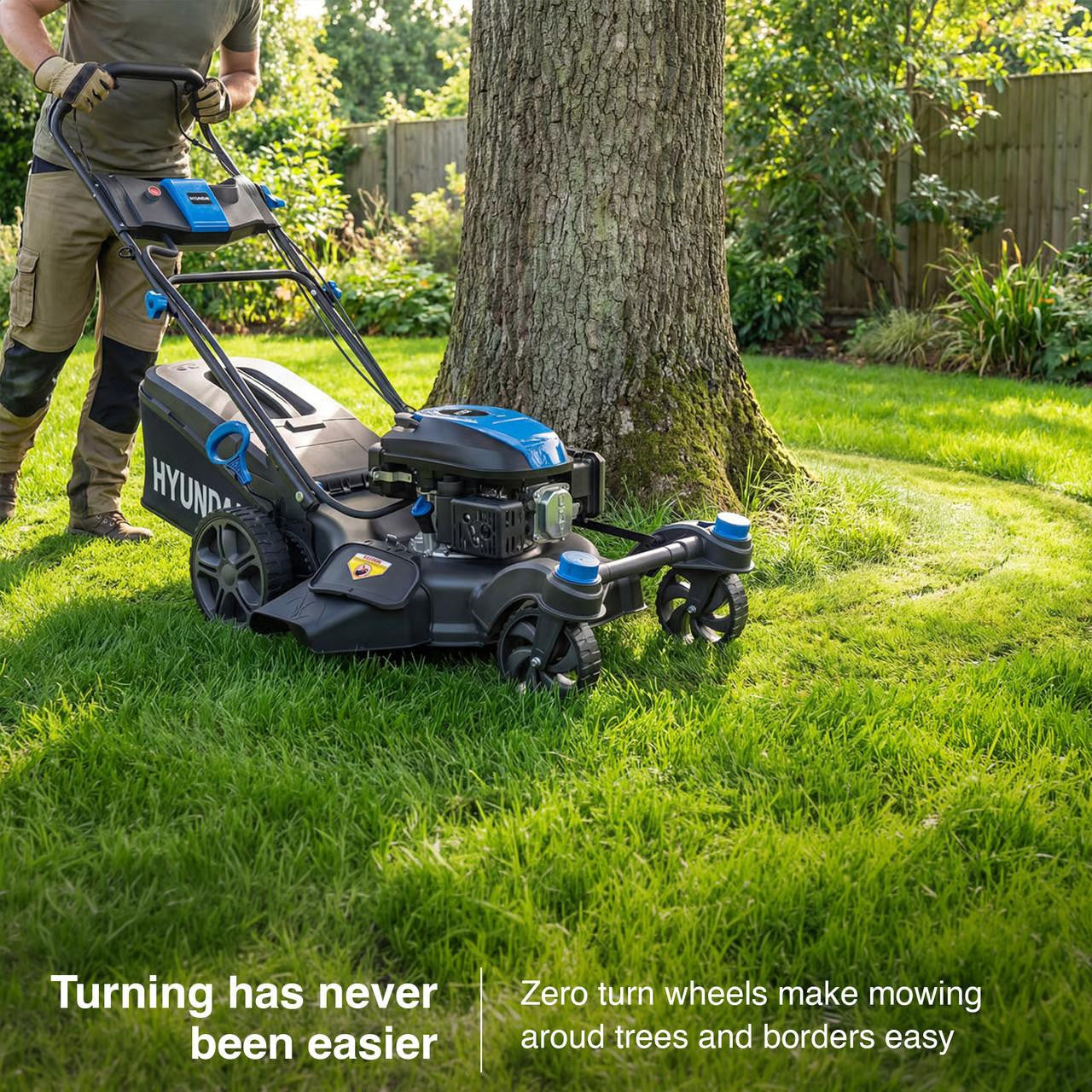 Hyundai 20" / 51cm Zero Turn Self-Propelled Petrol Lawnmower, Electric Start, 196cc | HYM20200SPEZX