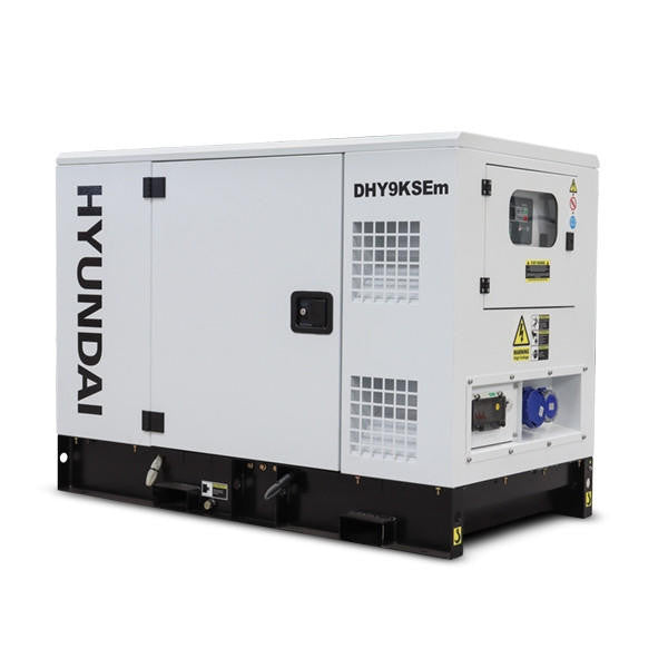 Hyundai 9kW / 11.25kVA* Silenced Diesel Generator, Slow Running, 1500rpm water-cooled, Single Phase 230v Genset | DHY9KSEm