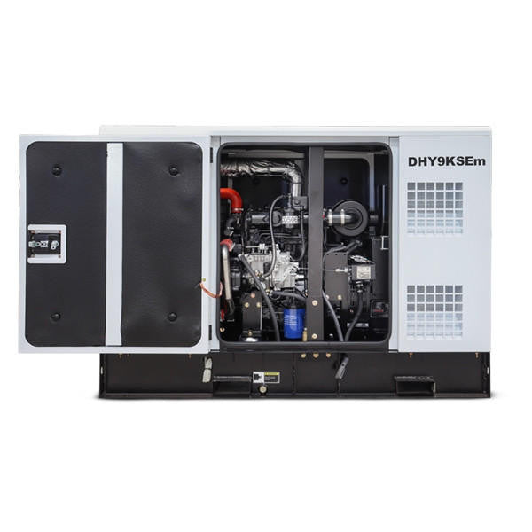 Hyundai 9kW / 11.25kVA* Silenced Diesel Generator, Slow Running, 1500rpm water-cooled, Single Phase 230v Genset | DHY9KSEm