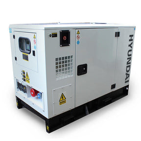 Hyundai 8.8kW / 11kVA Three Phase, 400v / 230v Diesel Generator, 1500rpm Water-cooled Slow Running Genset, Silenced Canopy | DHY11KSE