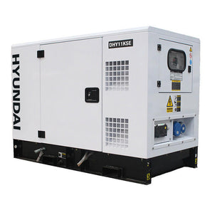 Hyundai 8.8kW / 11kVA Three Phase, 400v / 230v Diesel Generator, 1500rpm Water-cooled Slow Running Genset, Silenced Canopy | DHY11KSE
