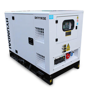Hyundai 8.8kW / 11kVA Three Phase, 400v / 230v Diesel Generator, 1500rpm Water-cooled Slow Running Genset, Silenced Canopy | DHY11KSE